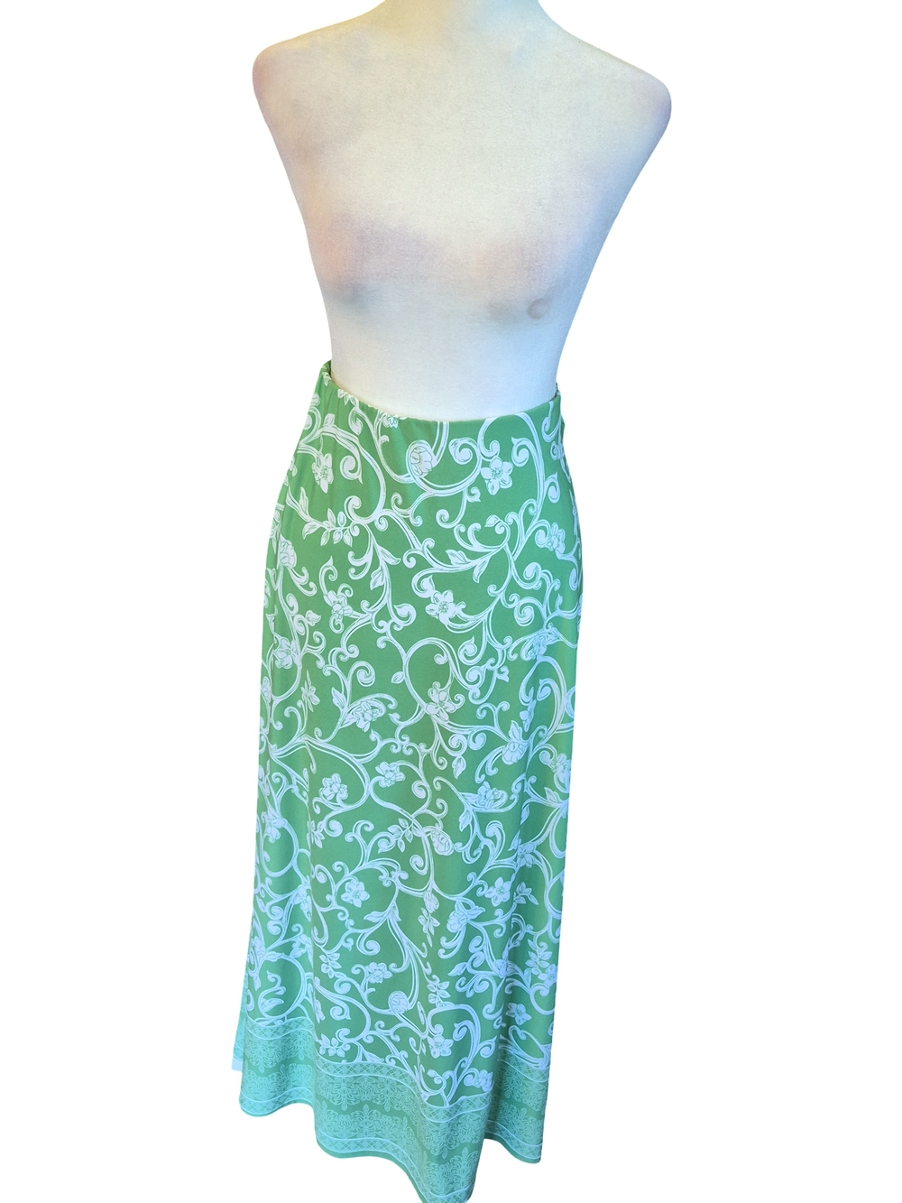 Vince Camuto Green and White Floral Maxi Skirt